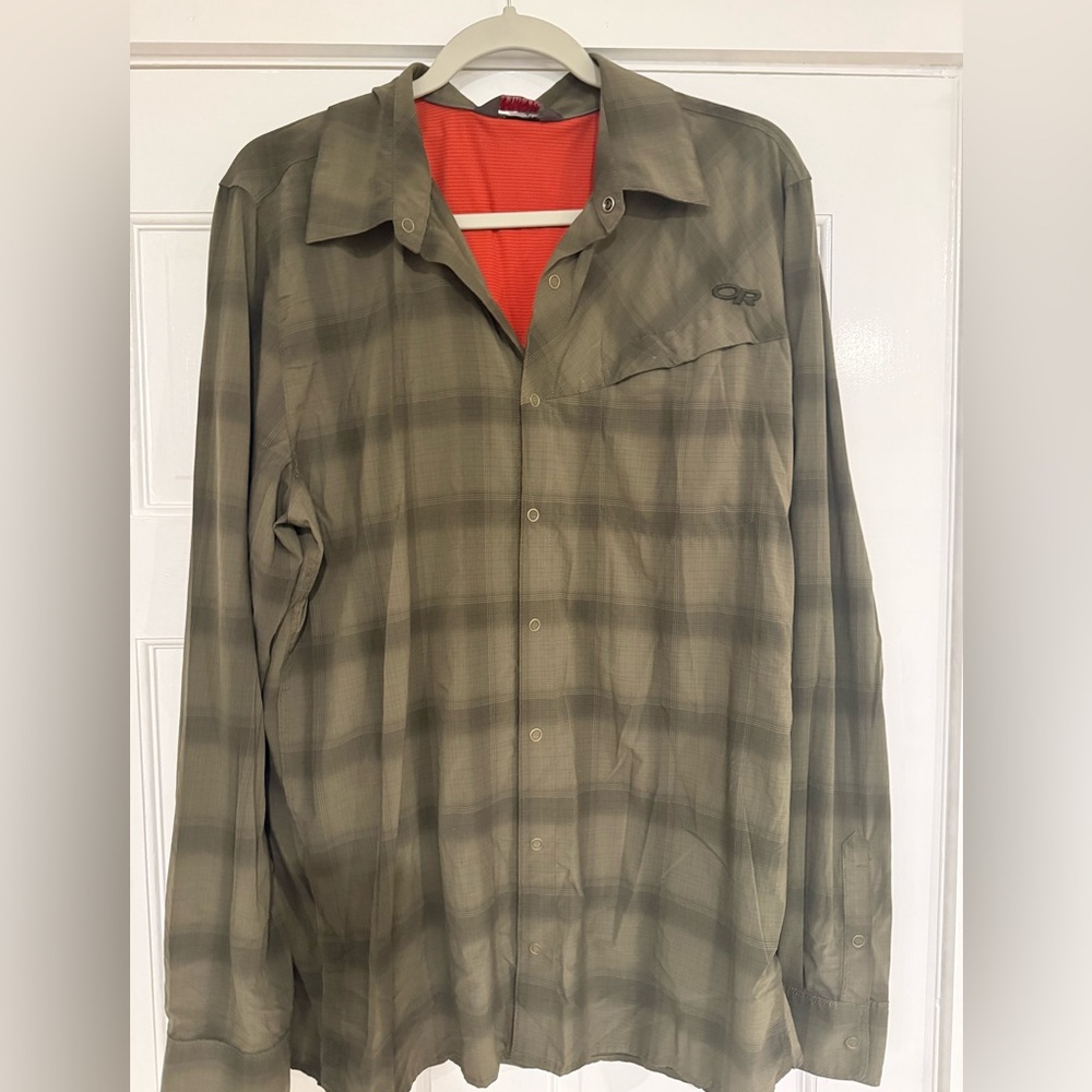 Outdoor Research XL Green Plaid Shirt